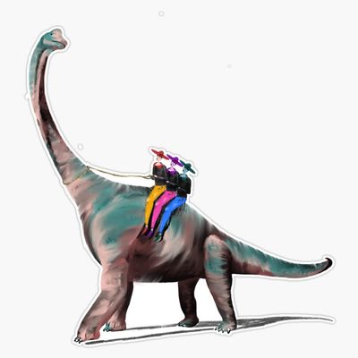 Dinosaur ~ Brontosaurus ~ Apatosaurus ~ and Her Riders Sticker Decal Size 5"
