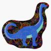 Blue Brachiosaurus Design Over Abstract Doodle Sticker Decal Size 5" view 1