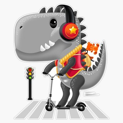 T-Rex Zebra Cross Ash Grey Sticker Decal Size 5"