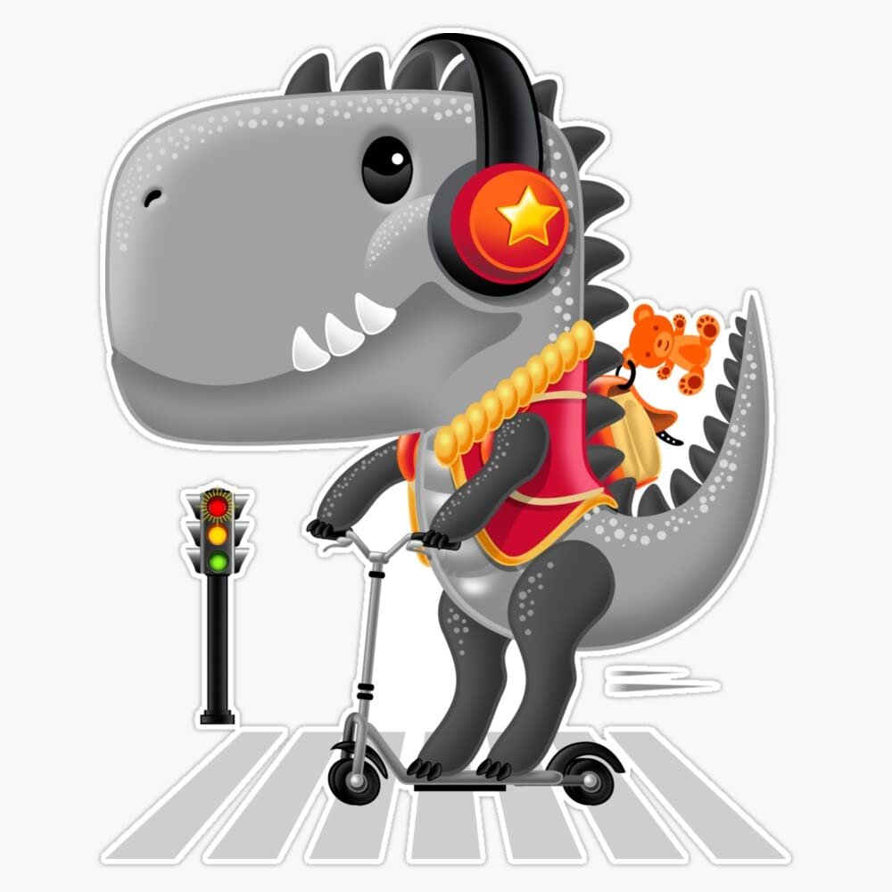 T-Rex Zebra Cross Ash Grey Sticker Decal Size 5"
