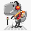 T-Rex Zebra Cross Ash Grey Sticker Decal Size 5" view 1