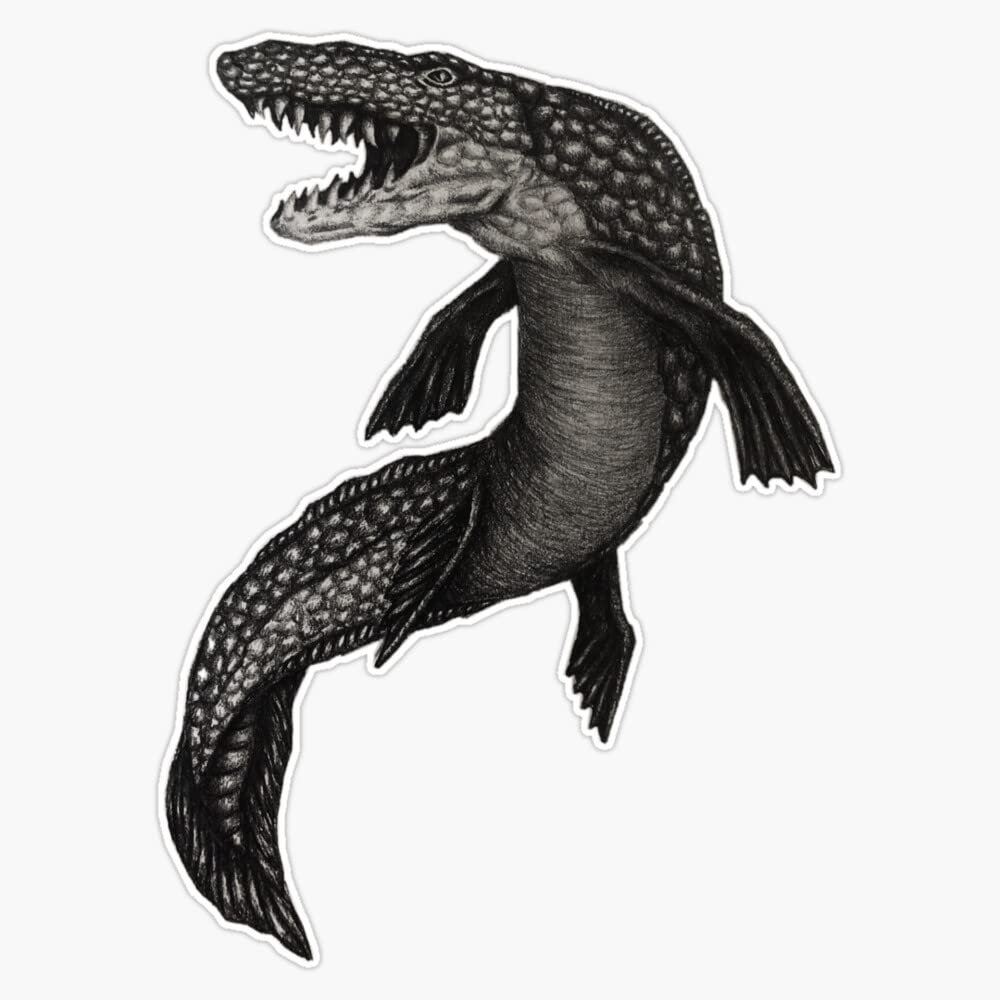 Graphite Mosasaurus Sticker Decal Size 5"