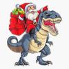 Santa Riding Dinosaur Funny Santa Christmas Sticker Decal Size 5" view 1