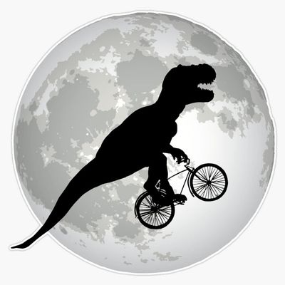 T-Rex Bicycle Moon Flight Sticker Decal Size 5"