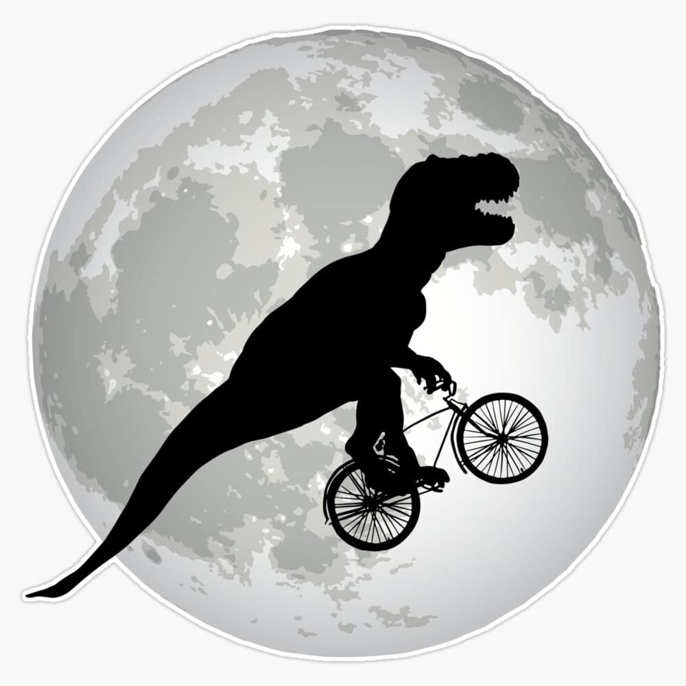 T-Rex Bicycle Moon Flight Sticker Decal Size 5"