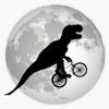 T-Rex Bicycle Moon Flight Sticker Decal Size 5" view 1
