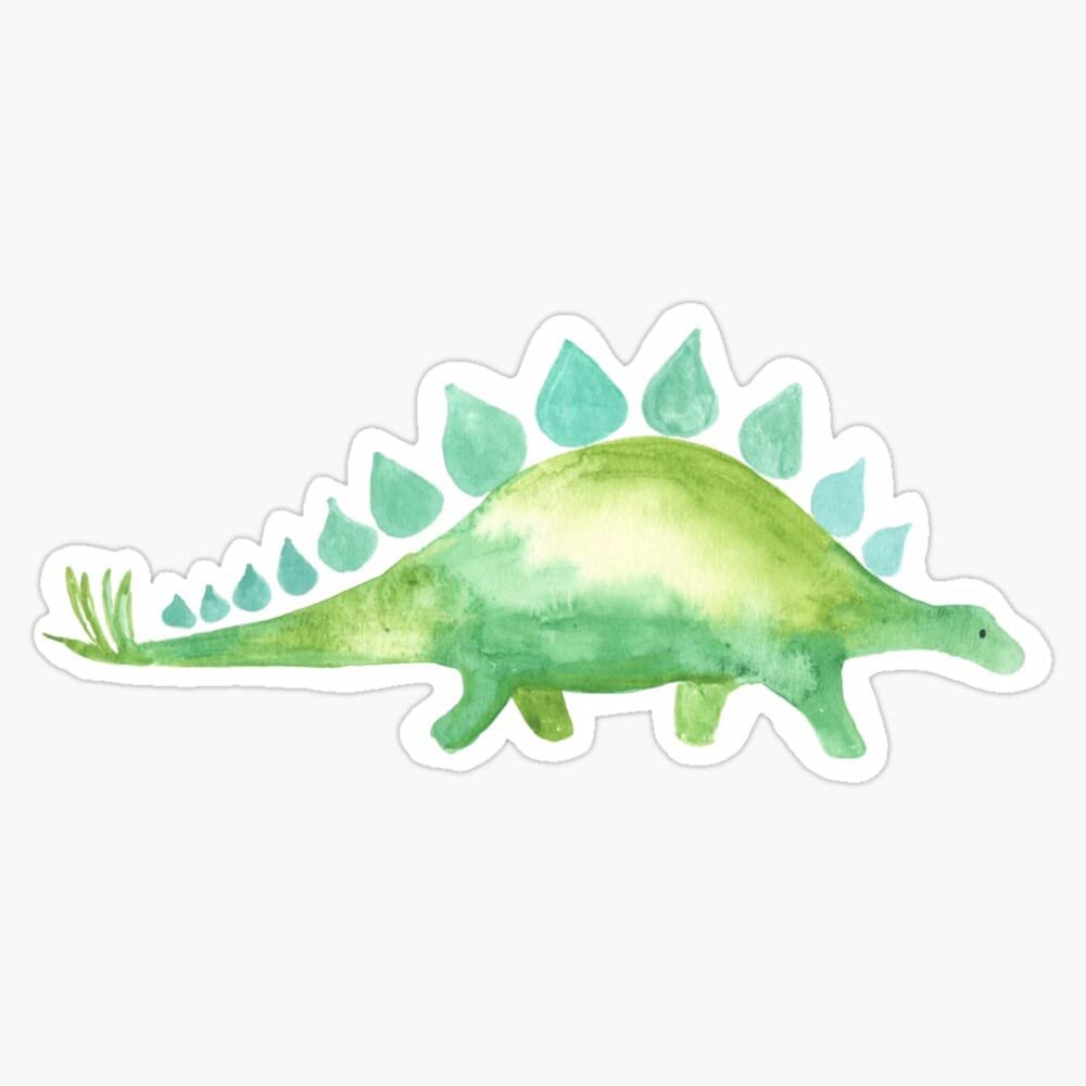 Green Watercolor Stegosaurus Sticker Decal Size 5"