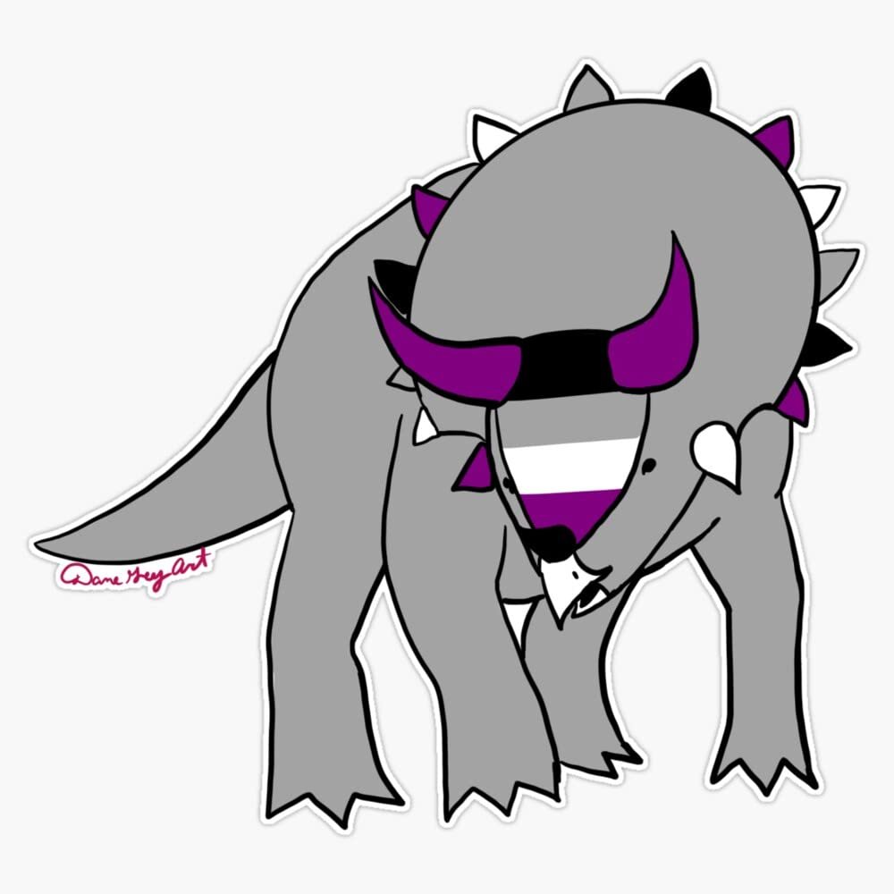 Ace Pride Triceratops Sticker Decal Size 5"