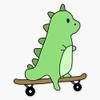 Littl Dinosour Skatin Sticker Decal Size 5" view 1