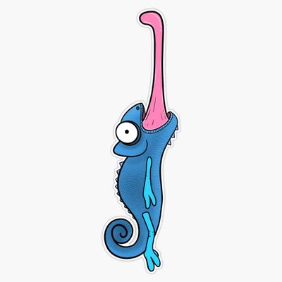 Cute Chameleon (Blue) Sticker Decal Size 5"