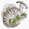 Parasaurolophus + Daisies Sticker Decal Size 5" view 1