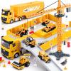 Kids Construction Toys, Construction Truck Toys Set w/Crane, Excavator, Forklift,Bulldozer,Dump Trucks,Cement Truck,Road Roller, Alloy Construction Vehicle Toys for 3 4 5 6 7 Years Old Boys Gifts view 1