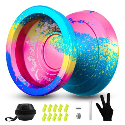 WATIEOBOO yoyo R8 Responsive Yoyo for Beginners, Professional Unresponsive Yo yo for Adults Pro Metal Trick Yoyos with Yo-Yo Bearing Kit 10 Strings, Case & Gloves