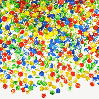 Libima 2400 Pcs Cats Eyes Glass Marbles Color Mixing 0.55 Inch Solid Round DIY Colorful Glass Marbles Bulk for Games Slingshot DIY Home Decoration Chinese Checkers Game