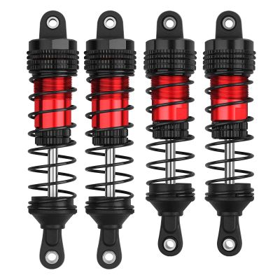 4PCS RC Oiled Shocks Absorber Set Fit for 1/12 1/14 1/16 RC Cars WLtoys 144001/124019/124018 MJX, SCY and HBX RC Buggy Off-Road Racing Upgraded Parts (Black Red)
