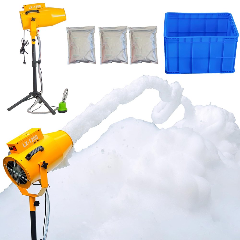 1200W Party Foam Machine, Pool Water Toys, Bubble Machine with 3pcs Foam Granules and Water Tank, Holiday & Birthday, Business Celebrations,