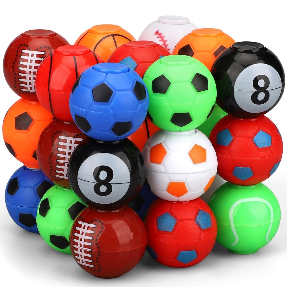 Basketball Fidget Spinners Toys, Soccer Spinner Stress Relief Toys for Kids, Hand Spinner Ball Goodie Bag Fillers Treasure Box Classroom Prizes, Party Favors, Holiday Stocking Stuffer 36 PCS