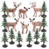 16PCS Deer Figurines Model Trees Kit, Plastic Woodland Animals Toys, Miniature Wild Forest Animal Figures for Christmas Decoration Cake Toppers Party Favors view 1