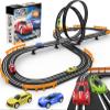 Slot-Car-Race-Track-Sets for Boys Kids, Battery or Electric Race Car Track with 4 High-Speed Slot Cars, Dual Racing Game 2 Hand Controllers Circular Overpass Track, Toys Gifts for 6-8 8-12 Boys Girls view 1
