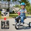 JMMD 8 in 1 Tricycle Stroller with Push Handle, Foldable Trike with 360 Swivel Seat, Reclining Backrest, All-Terrain Wheels, Dual Brakes, Canopy & Storage, Gift for Kids 18 Months to 5 Years, Red view 4