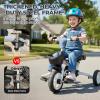 JMMD 8 in 1 Tricycle Stroller with Push Handle, Foldable Trike with 360 Swivel Seat, Reclining Backrest, All-Terrain Wheels, Dual Brakes, Canopy & Storage, Gift for Kids 18 Months to 5 Years, Blue view 4
