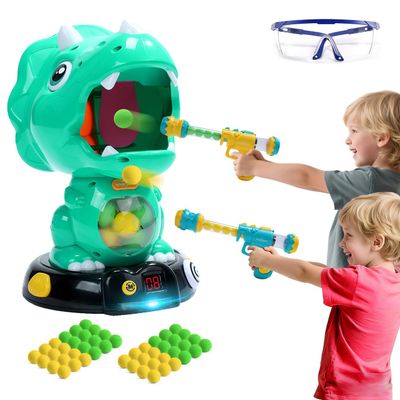 EagleStone Moveable Dinosaur Shooting Toys for Kids, Triceratops Dino Shooting Games with 2 Gun, 48 Balls, LCD Score Record, for Boys and Girls, Party Favor for Indoor and Outdoor