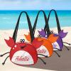 Amidaky Personalized Mesh Beach Bag Kids Beach Toys Seashell Collecting Bag 1 Pack with Zipper Colorful Mesh Crab Bag for Child Adults Holding Beach Toys Bag Red Orange Purple view 2