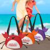 Amidaky Personalized Mesh Beach Bag Kids Beach Toys Seashell Collecting Bag 1 Pack with Zipper Colorful Mesh Crab Bag for Child Adults Holding Beach Toys Bag Red Orange Purple view 3
