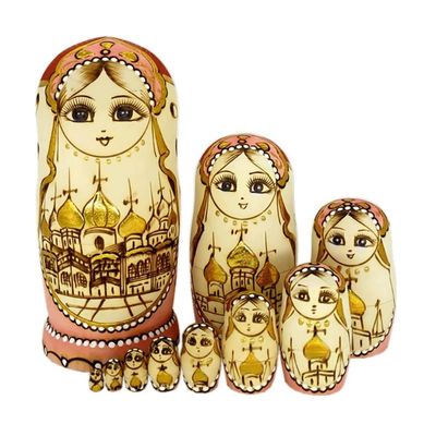 Matryoshka Russian Doll Matryoshka Wooden Stacking Nested Russian Nesting Dolls Set 10 Pcs Handmade Toy for Christmas Matryoshka Creative Toys