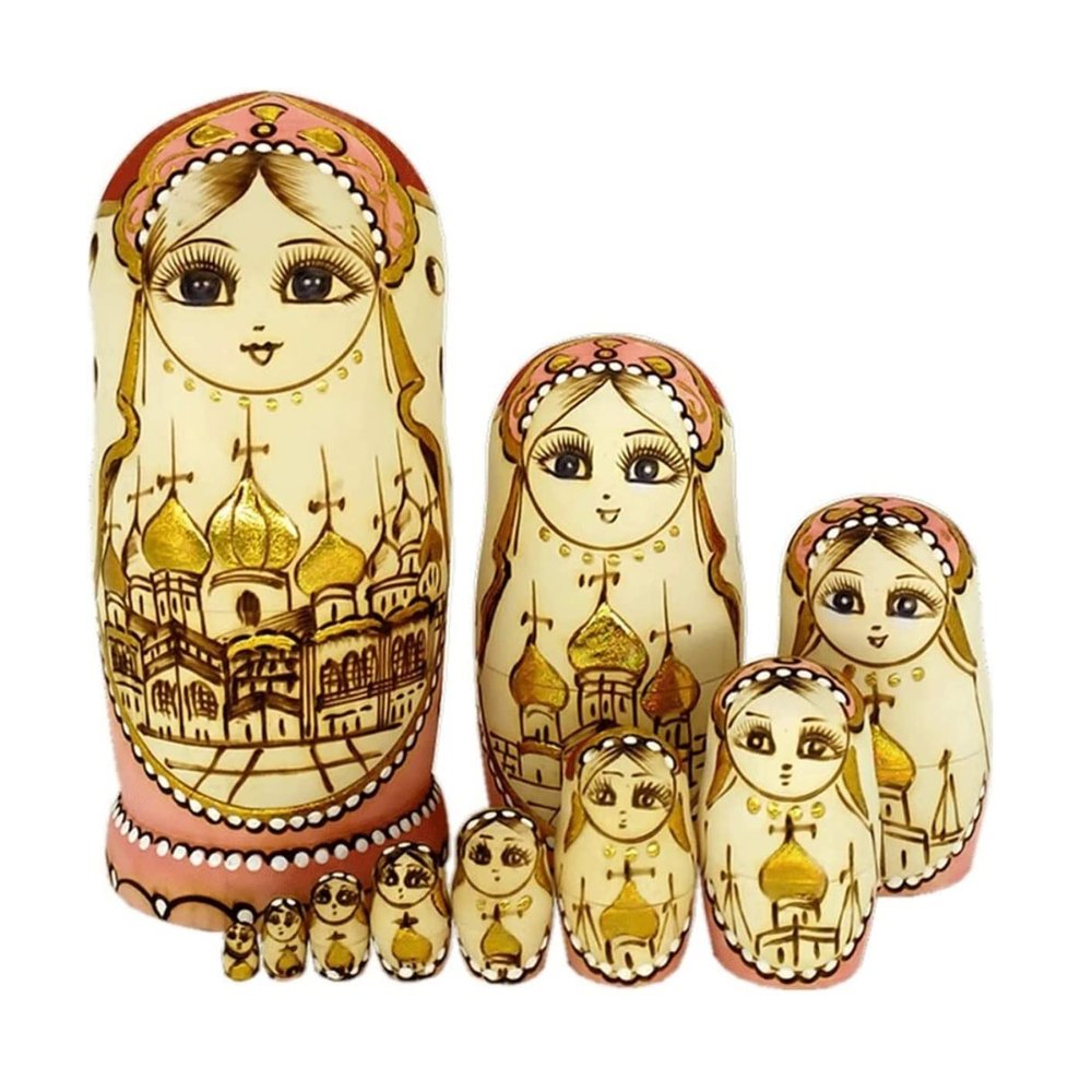 Matryoshka Russian Doll Matryoshka Wooden Stacking Nested Russian Nesting Dolls Set 10 Pcs Handmade Toy for Christmas Matryoshka Creative Toys