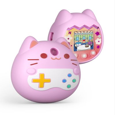 CELARKINVIE Case for Tamagotchi Pix Virtual Pet Game Machine, Protective Cover for Tamagotchi Pix Sleeve Protector Skin with Hand Strap (Pink)