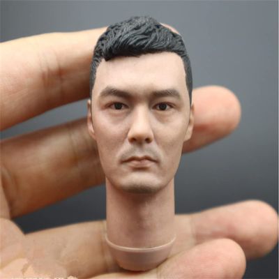1/6 Scale Male Figure Head Sculpt,Asian Male Head Sculpt Carved for 12inch Soldier Action Figure Body Collection (L)