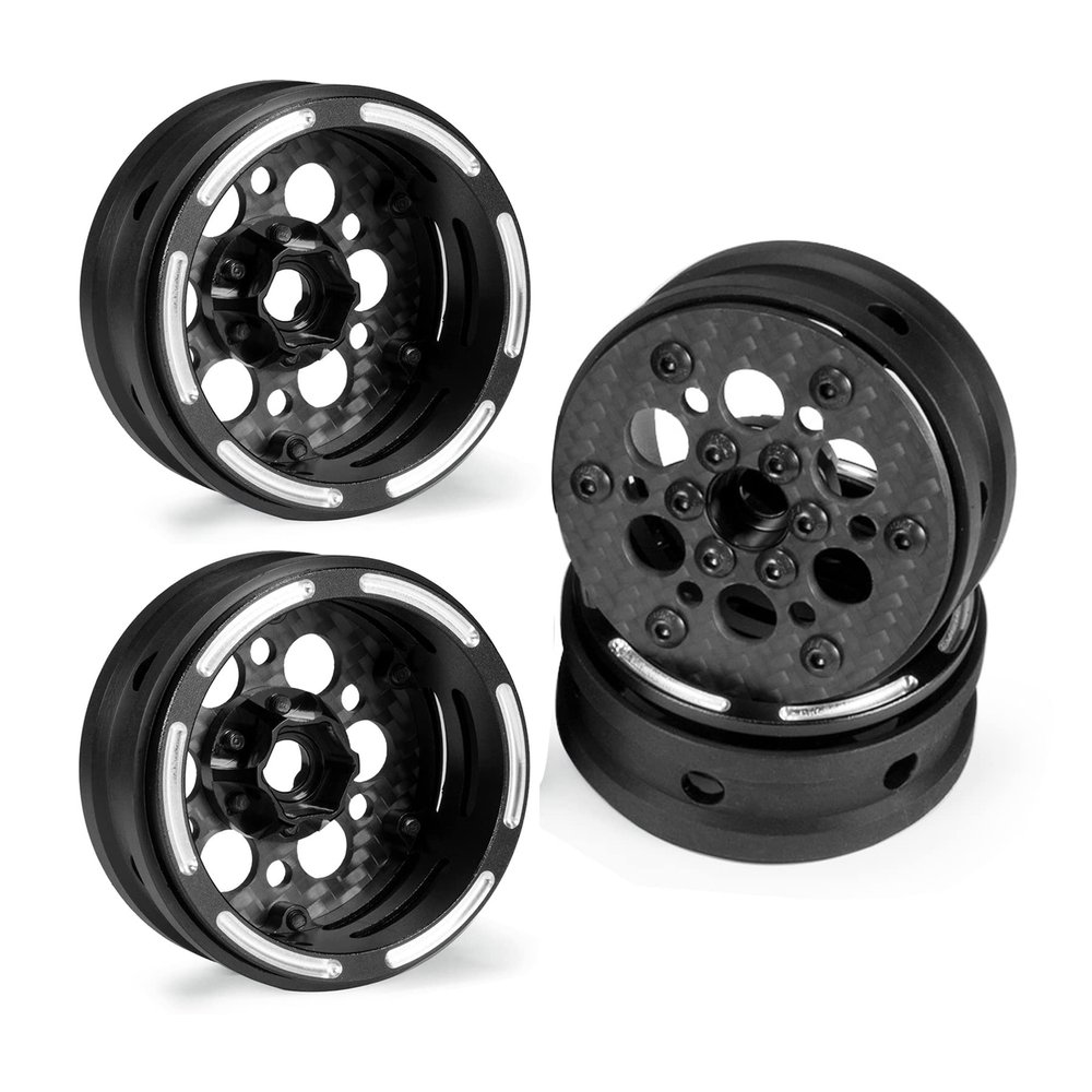 Customized Supportting 4Pcs Carbon Fiber 12mm Hex Hub 1.9 Beadlock Wheels Rims for 1/10 RC Crawler Car Axial SCX10 TRX6 Gen8 Gelande TRX4 Upgrades(4)