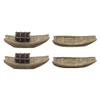 HOMSFOU 4Pcs Wooden Ship Model Kit Miniature Black Sacked Boats for Micro Landscape Decor Tabletop Bonsai Accessories view 1