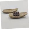 HOMSFOU 4Pcs Wooden Ship Model Kit Miniature Black Sacked Boats for Micro Landscape Decor Tabletop Bonsai Accessories view 3