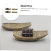 HOMSFOU 4Pcs Wooden Ship Model Kit Miniature Black Sacked Boats for Micro Landscape Decor Tabletop Bonsai Accessories view 4