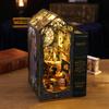 3D Wooden Puzzle Bookshelf Insert Decor with Sensor Light Music Box,DIY Dollhouse Miniature Book Nook Assemble Kit,Bookends Model Build-Creativity Kit for Adults Women Birthday Gift (Detective Agency) view 2