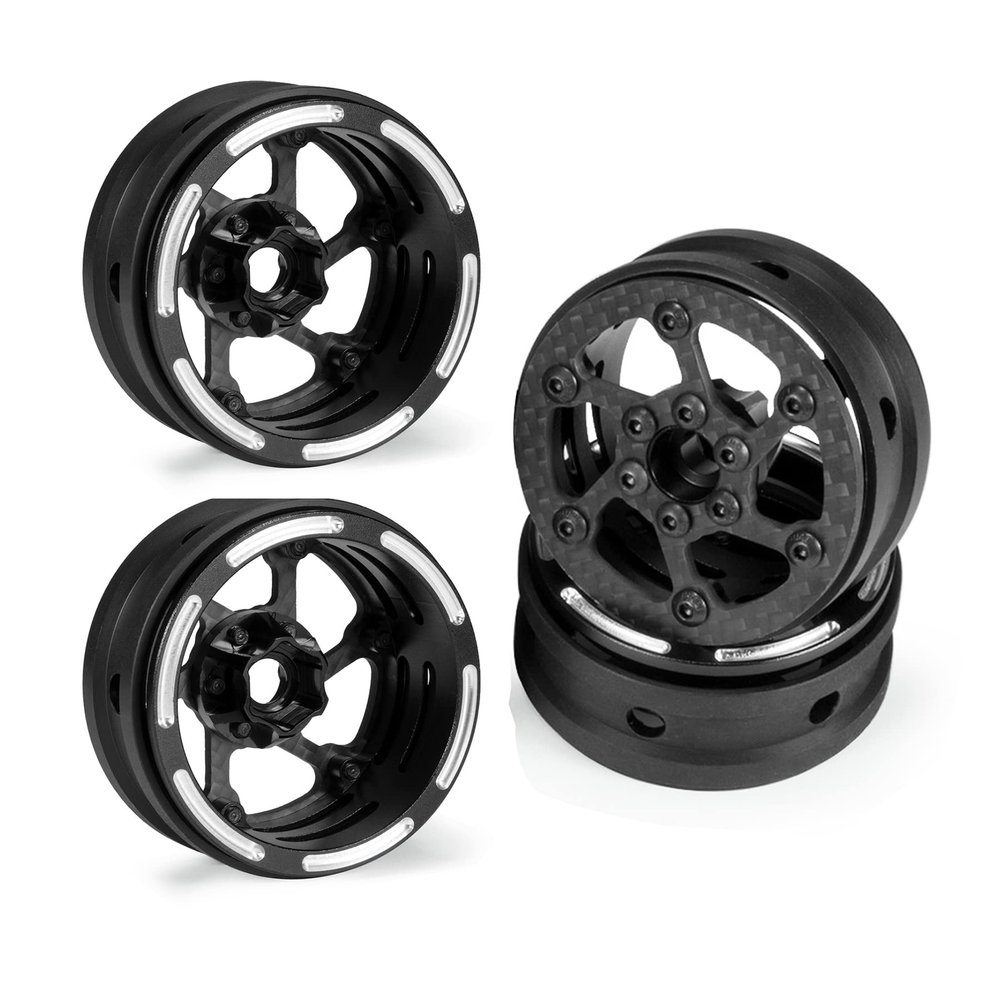 Customized Supportting 4Pcs Carbon Fiber 12mm Hex Hub 1.9 Beadlock Wheels Rims for 1/10 RC Crawler Car Axial SCX10 TRX6 Gen8 Gelande TRX4 Upgrades (3)
