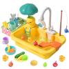 CUTE STONE Play Sink with Running Water, Kitchen Sink Toys with Play Food and Kitchen Utensils, Pool Floating Toys for Fishing Game, Children Role Play Electric Dishwasher Toy Gift for Boys Girls view 1