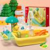 CUTE STONE Play Sink with Running Water, Kitchen Sink Toys with Play Food and Kitchen Utensils, Pool Floating Toys for Fishing Game, Children Role Play Electric Dishwasher Toy Gift for Boys Girls view 2