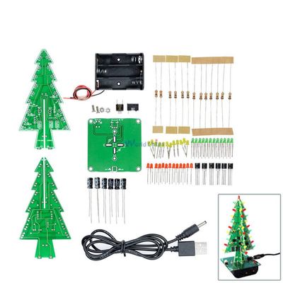 1Set 3D Christmas Tree LED DIY Kit Red/Green/Yellow LED Flash Circuit Kit Electronic Fun Suite Christmas Gift Fee Shipping