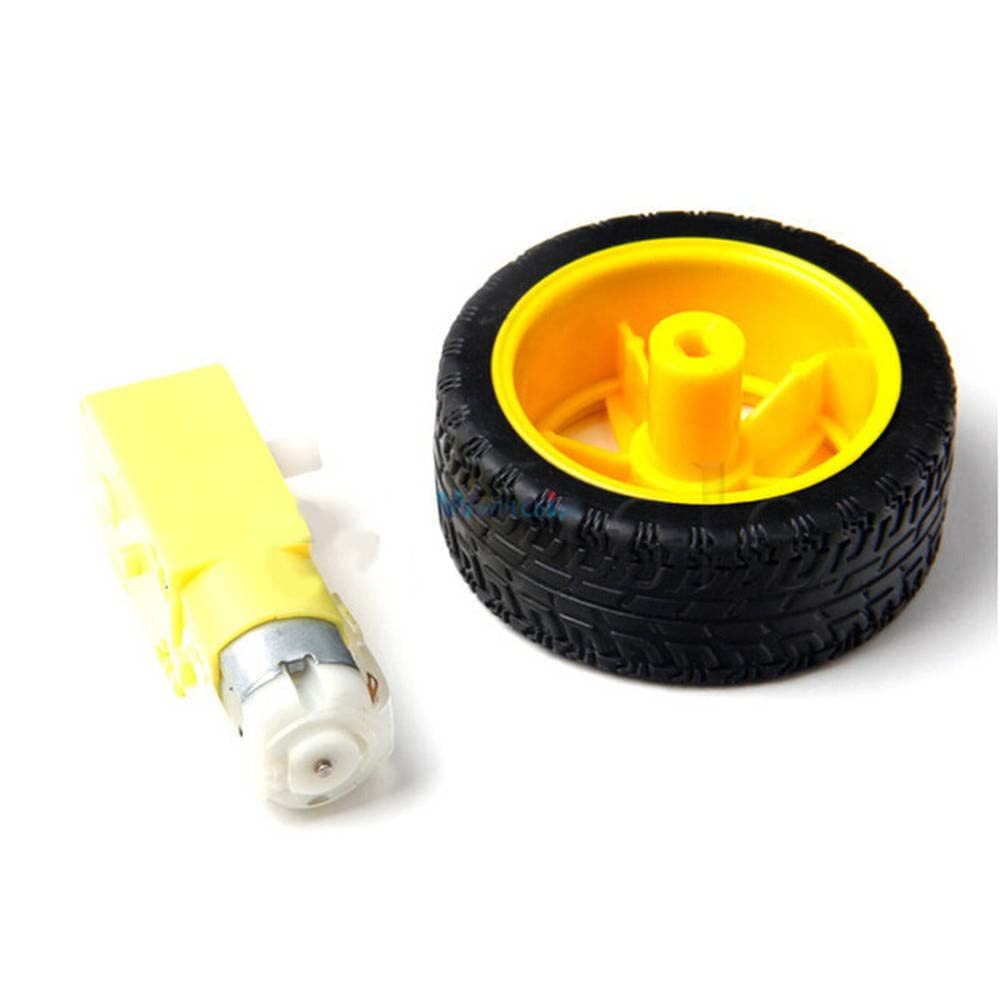 2PCS for arduino Smart Car Robot Plastic Tire Wheel with DC 3-6v Gear Motor