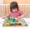 Joqutoys 18 Piece Train Set for Toddlers, Wooden Take-Along Tabletop Railroad for Kids Age 3+, Portable Durable Train Tracks Train Toys with 4 Trains, Bridge, Play Pieces view 2