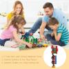 Joqutoys 18 Piece Train Set for Toddlers, Wooden Take-Along Tabletop Railroad for Kids Age 3+, Portable Durable Train Tracks Train Toys with 4 Trains, Bridge, Play Pieces view 3