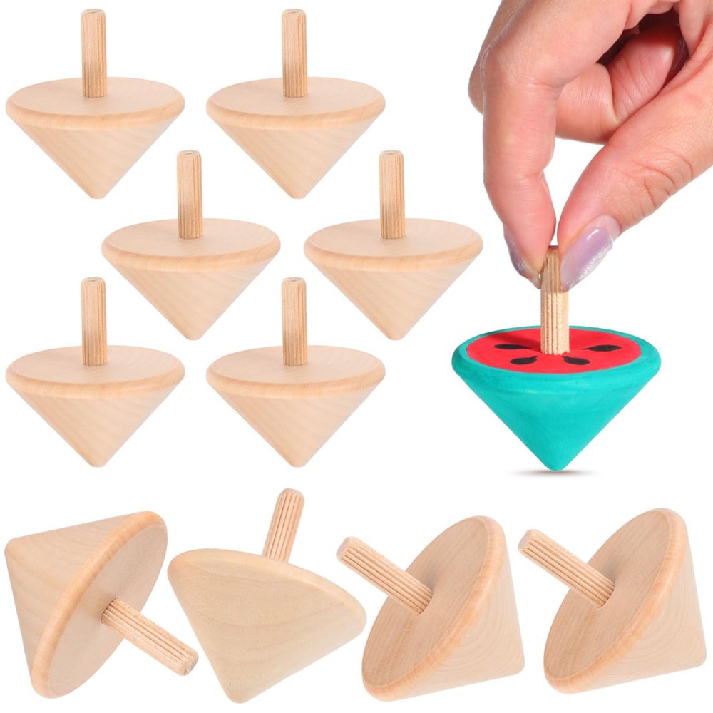 Totority Wooden Spinning for Children DIY Painted Gyro Plaything Educational Physics Toy for Boys and Girls 2.16X5.31X1.77In