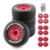 Chanmoo 1/10 RC Short Course Truck Tires And Wheels With 12mm 14mm 17mm Hex 113mm 1/8 Rubber Tyres For 1/8 or 1/10 Scale On Road Car HSP Sonic 94102 GT PTG-2 Tamiya TT02 RC Racing Car 4PCS (Red A) view 1