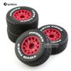 Chanmoo 1/10 RC Short Course Truck Tires And Wheels With 12mm 14mm 17mm Hex 113mm 1/8 Rubber Tyres For 1/8 or 1/10 Scale On Road Car HSP Sonic 94102 GT PTG-2 Tamiya TT02 RC Racing Car 4PCS (Red A) view 3