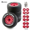 Chanmoo 1/10 RC Short Course Truck Tires And Wheels With 12mm 14mm 17mm Hex 113mm 1/8 Rubber Tyres For 1/8 or 1/10 Scale On Road Car HSP Sonic 94102 GT PTG-2 Tamiya TT02 RC Racing Car 4PCS (Red A) view 4