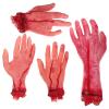 FOMIYES Halloween Blood Hands, 4Pcs Scary Fake Broken Hands Fake Human Severed Hands for Haunted House Halloween Party Decoration Props view 1