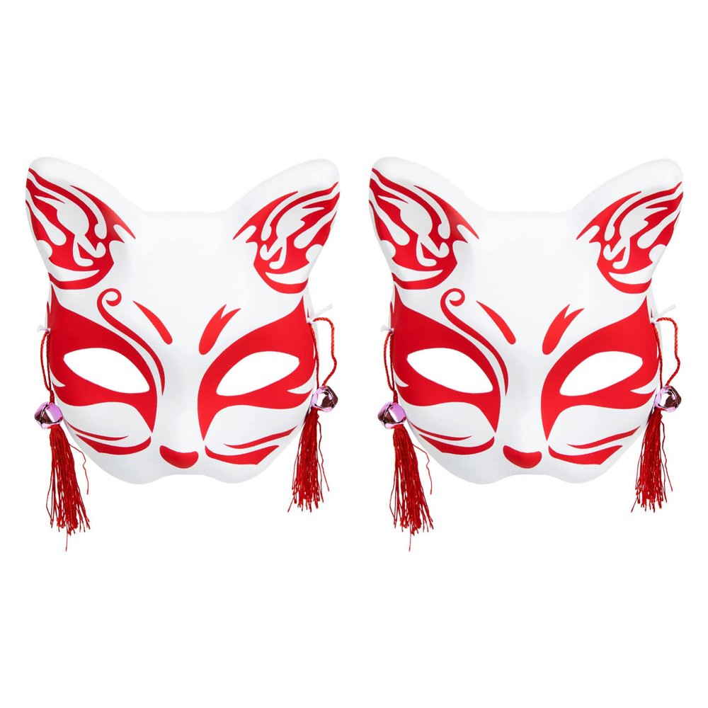 NOLITOY Animal Masks Set 2pcs Half Masks Festival Fox for Japanese Style Accessories